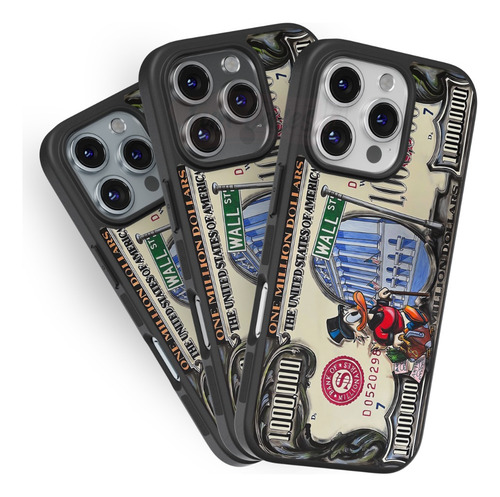 Funda Dolar Billete Tio Rico Mc Pato Wall Street Dinero Negro Iphone 16 Pro