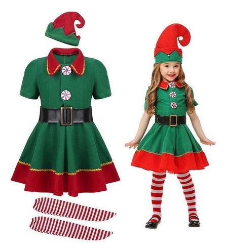 Papá Noel Roleplay Vestido De Navidad Duende Disfracess11