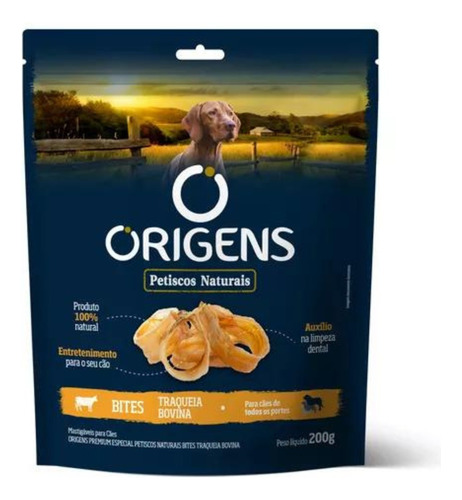 Origens Petiscos Para Cães Bites Traqueia Bovina 250g