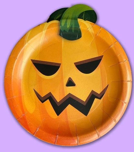 Plato Polipapel Halloween Forma Calabaza X8