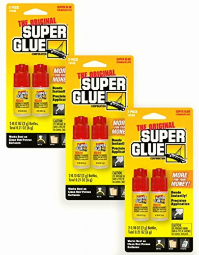 Super Glue 11710621, 6 Botellas (botellas De 3 Gramos), 3