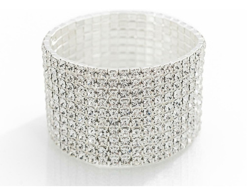 Pulsera Elastizada Puedras Strass Transparentes 10 Hileras