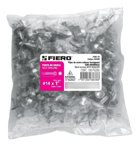 Pijas Punta Broca, 1'' Rondanas, Caja 100 Pz, Fiero, 44406