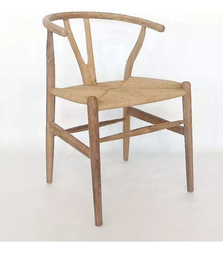 Silla Wishbone De Madera Y Asiento De Rattan