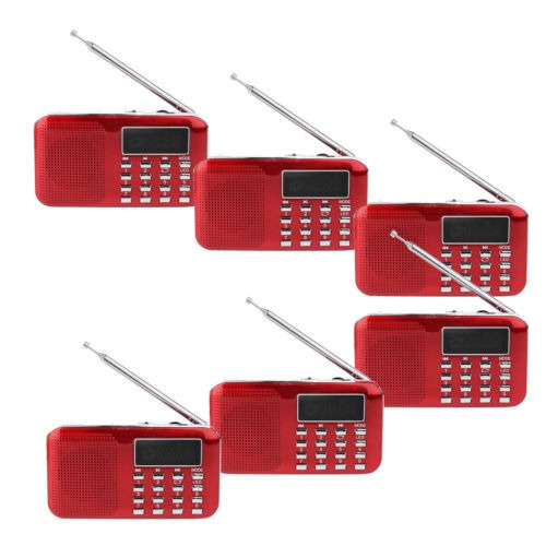 6 × Portátil Fm / Am Rojo Radio Altavoces Multimedia Color C