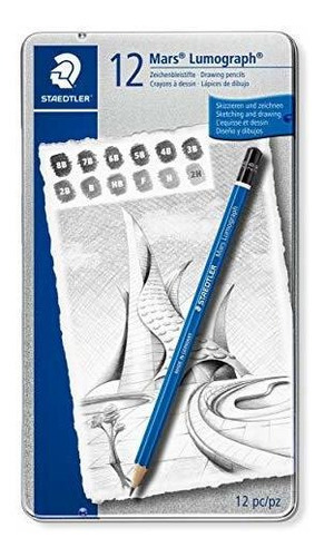 Pacote de 12 lápis de desenho alemães de grafite macio