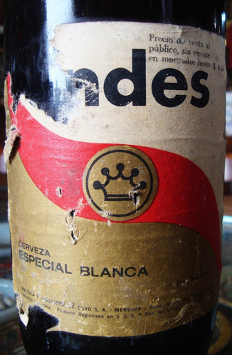 Imagen 3 de 4 de Antigua Botella De Cerveza Andes (llena). 28167