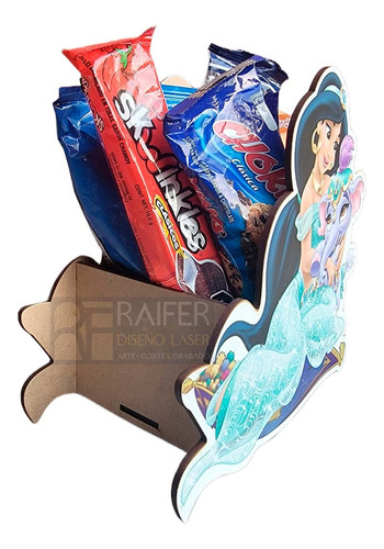 Dulcero Centro De Mesa Princesa Jazmín Aladdín 12 Pza 2caras