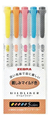 Zebra Mildliner Wkt7-5c Juego De 5 Resaltadores De Colores