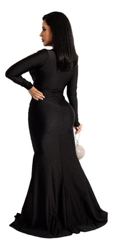 Vestido Sexy De Sirena Ajustado Con Cuello En V Profundo Par