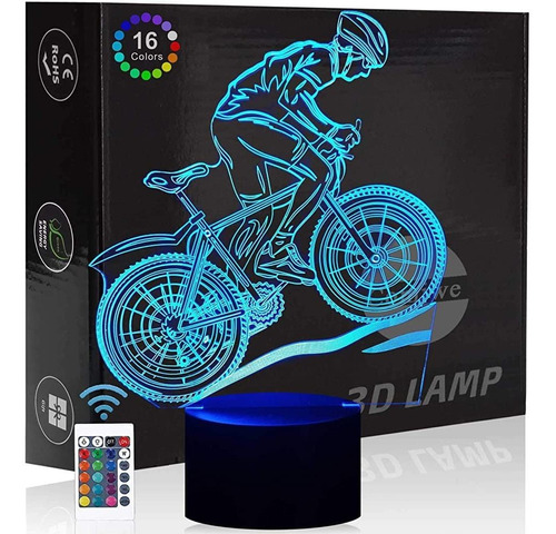 Mountain Bike Bicycle 3d Illusion Night Light Toy, 16 Colore