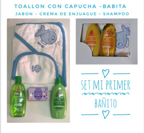 Imagen 4 de 4 de Combo Baño Del Bebe Toallon Accesorios Con Caja Regalo