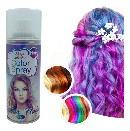 Pintura Para Cabello 11 Pz Spray Temporal Pelo Loco Aerosol