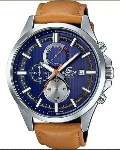 Reloj cronógrafo Casio Edifice EFV-520L-2avudf, color de la correa: piel, color de fondo: azul