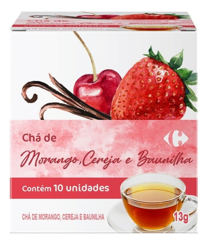 Chá De Morango Com Cereja E Baunilha Carrefour 10 Sachês