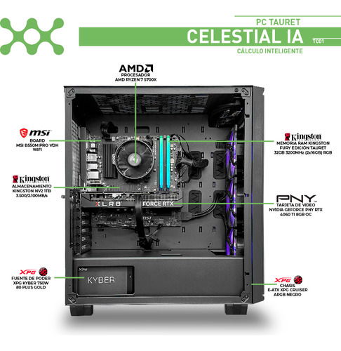 Pc Gamer Tauret Celestial Ia Ryzen 7 5700x Rtx 4060 Ti 8gb