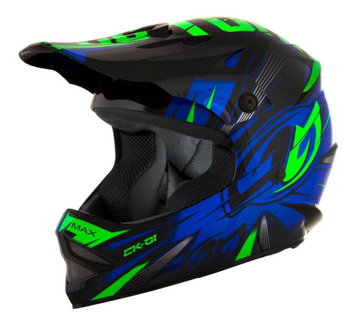 Capacete para moto  off road Pro Tork Cross Kids  Cross Kids CK-01  preto e azul cross kids ck-01 tamanho 54 