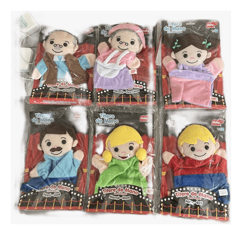 Colección Títere Mano Mamá Papá, Abuela, Abuelo, Niña Y Niño