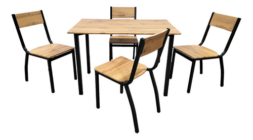 Set Comedor Top Living Mesa Rectangular 110cm Y 4 Sillas Color Café Y Negro