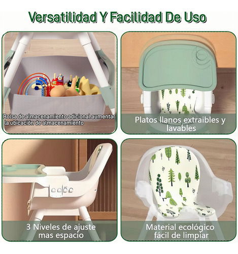 Silla De Comer Bebe Plegable, Seguridad Máximayfácillimpieza Taburete Multifuncional Para Bebé Rosa