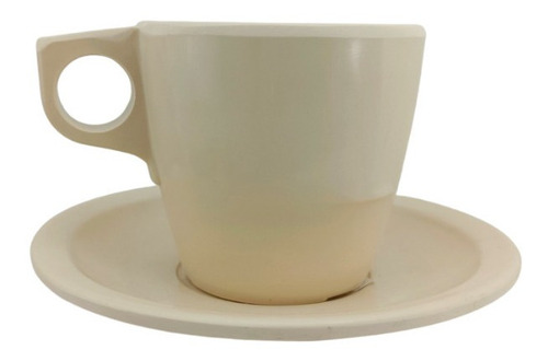 Juego De Taza Y Plato Tipo Plástico De Melamina Beige 24jgos Juego Taza Plato