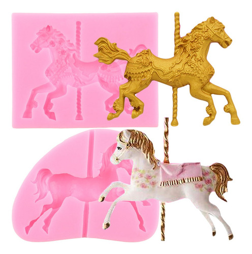 2pcs Molde De Silicona Carrusel Fondant Chocolate Resina
