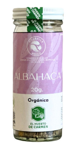 Albahaca Orgánica 20g Huerto De Carmen 100% Natural