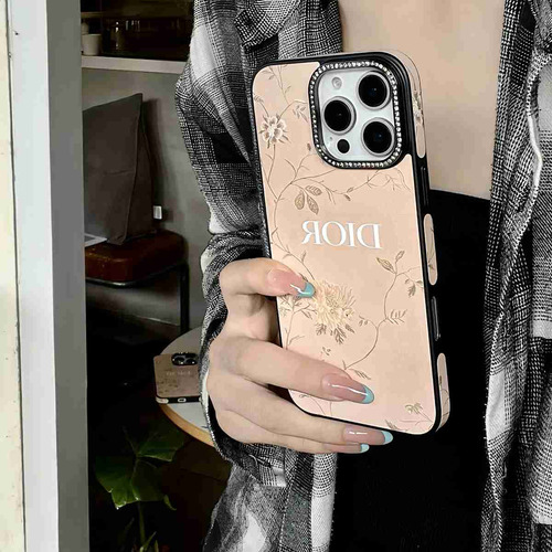 Funda Antihuellas Diamon Camera Silk Pattern Para iPhone 13, 14, 15, 16 Pro Max
