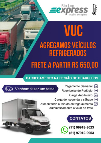 Agrega-se Veículos Refrigerados Para Regiões De São Paulo