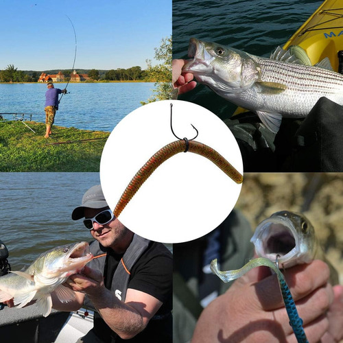 Gancho De Pesca De Gusano Loco, 40 Ganchos De Pesca De Gran