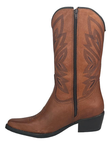 Bota Feminina Texana Cano Alto Mexicana Boots Couro Legitimo