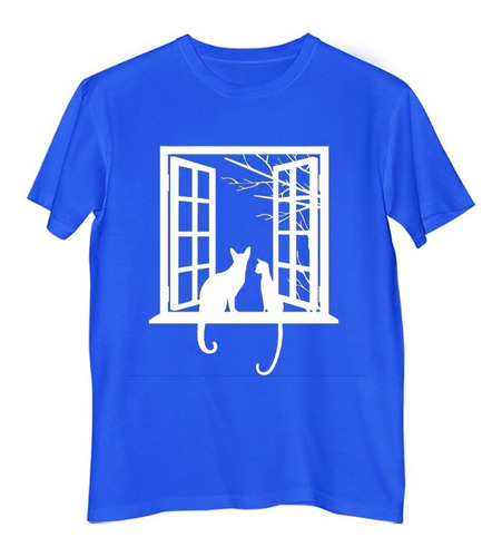 Remera Niño Color Gatos Mirando Por La Ventana