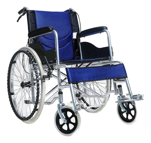 Silla De Ruedas Doble Freno Reposapies Plegable Con Cinturon