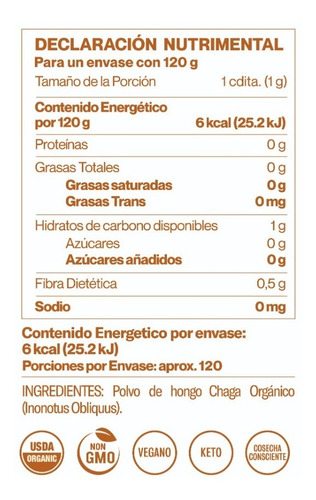 Hongo Adaptógeno Chaga Orgánico 120g Commons
