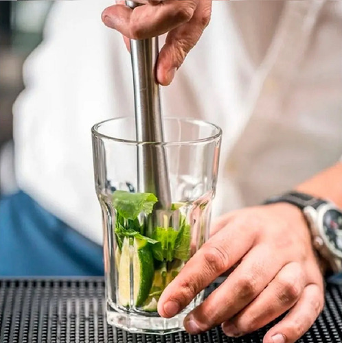 Socador Para Caipirinha Frutas Em Aço Inox - Top Util - 21cm Cor Prateado