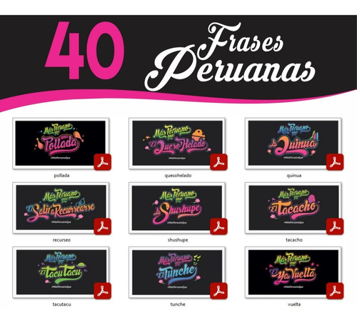40 Frases Peruanas Poster Polos Tazas Sublimacion Dtf Dtg