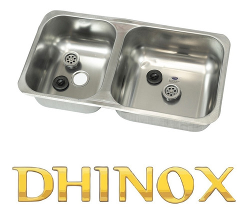 Imagen 3 de 6 de Pileta Bacha Doble Cocina Acero Inoxidable 67 Cm Profunda