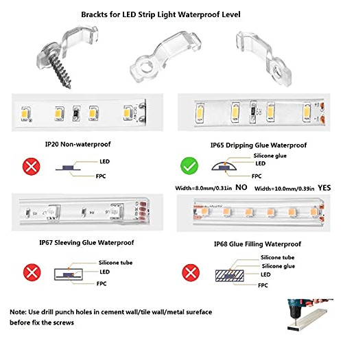 Tira De Luces Led Mmsd, Paquete De 100 Soportes De Montaje