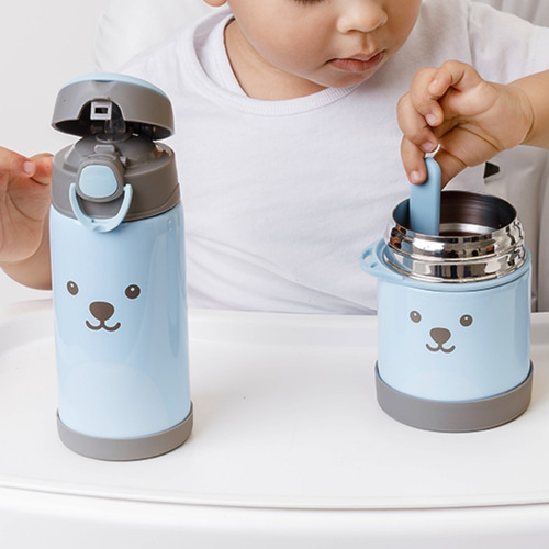 Imagem 9 de 10 de Kit Garrafa Infantil Água +pote Térmico Papinha Passeio Buba