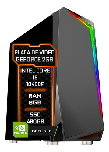 Pc Gamer Fácil Intel I5 10400f 8gb Geforce 2gb Ssd 480gb