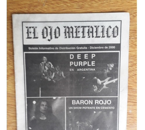 Revista El Ojo Metalico Nº7 Deep Purple Dio Baron Rojo Orion