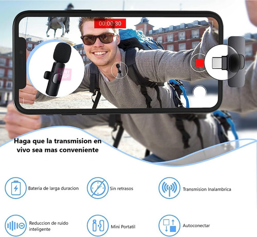Micrófono Inalámbrico Corbatero Celular iPhone Android Usb C