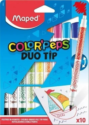Imagen 1 de 3 de Marcadores Colorpeps Doble Punta Duo Tip Pack X10 Maped