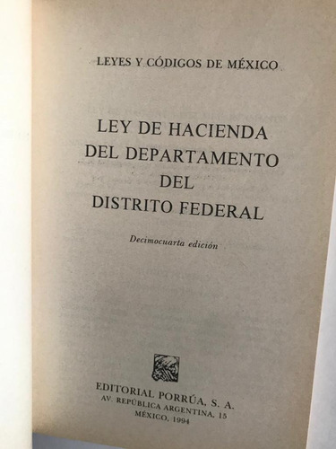 Ley De Hacienda Del Departamento Del Distrito Federal