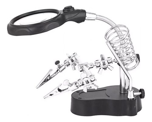 Lupa Para Soldar Atril De Base Con Pinzas Y Luz Led 3.5/12x