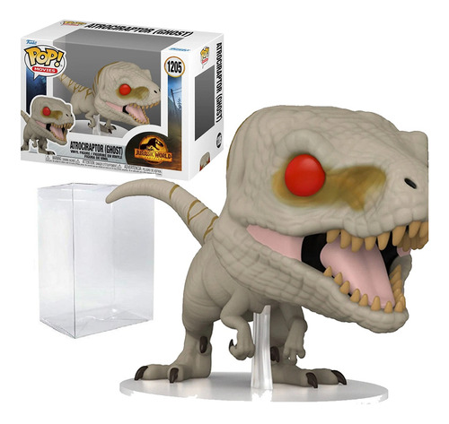 Funko Pop Atrociraptor Ghost Dinosaurio Blanco Protector