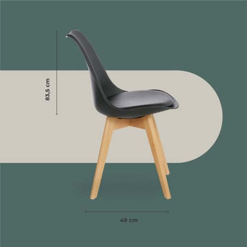Set De 4 Sillas Áncora De Comedor Tulip Acolchadas Negras