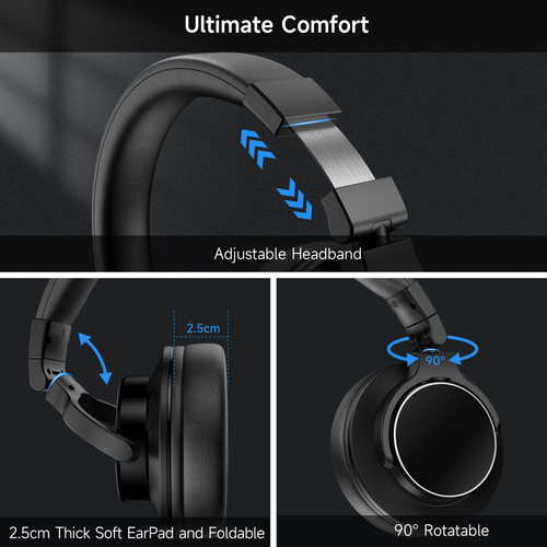 Auriculares Dj Bluetooth Y Cable, Para Mezcla Y Estudio Negro