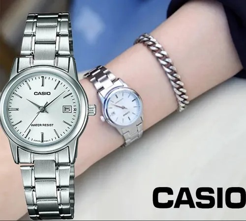 Reloj Casio Ltp v002d 7a Mujer Color de la malla Plateado Color