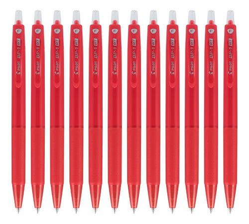 Caja 12 Bolígrafos Pilot Plumas Bp1 Rt Retráctil Punto Fino Color de la tinta Color Color del exterior Rojo